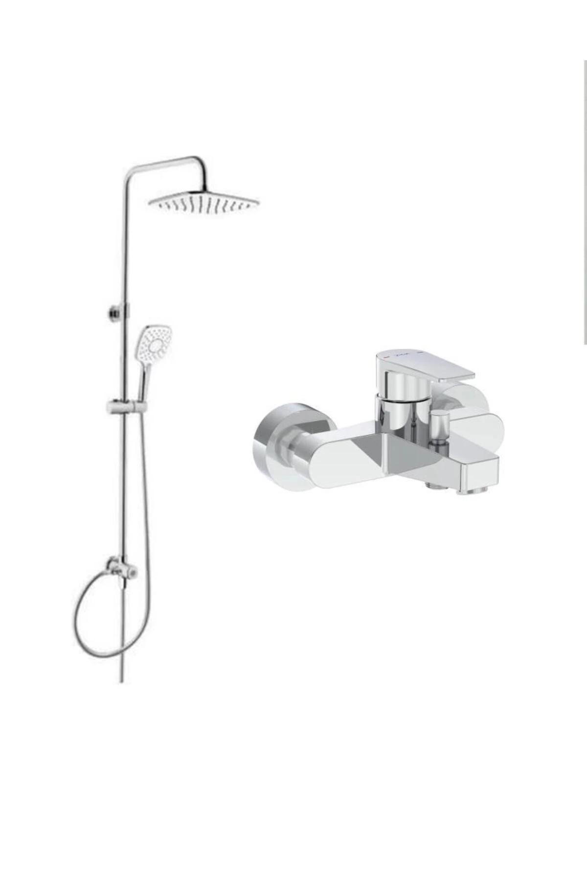 Flow Square Krom Banyo Bataryası +  Ls20 Joy 3S Robot Tepe Dus Seti