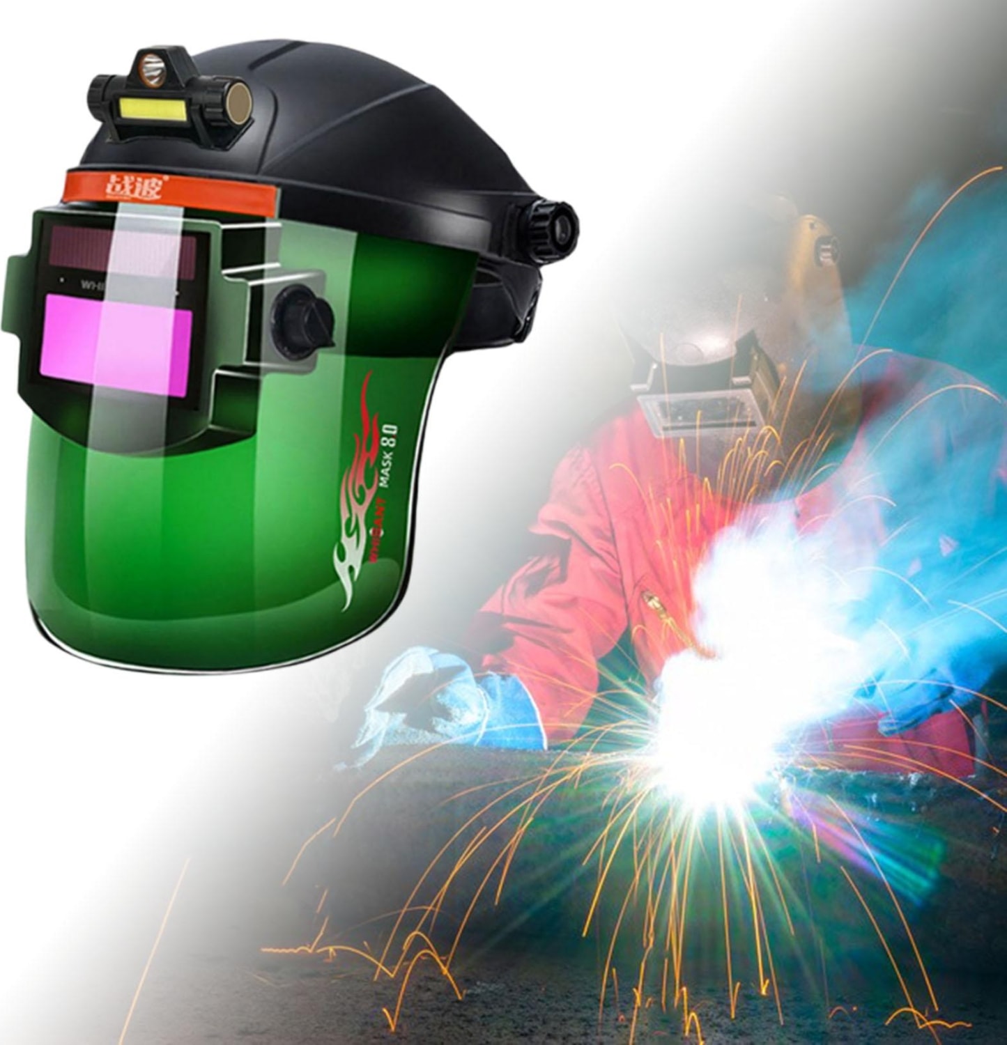 Güneş Enerjili Otomatik Kararan Kaynak Kask Kaynakçı Gözlük Aralığı Için 9-13 Geniş Gölge (Yurt Dışından)