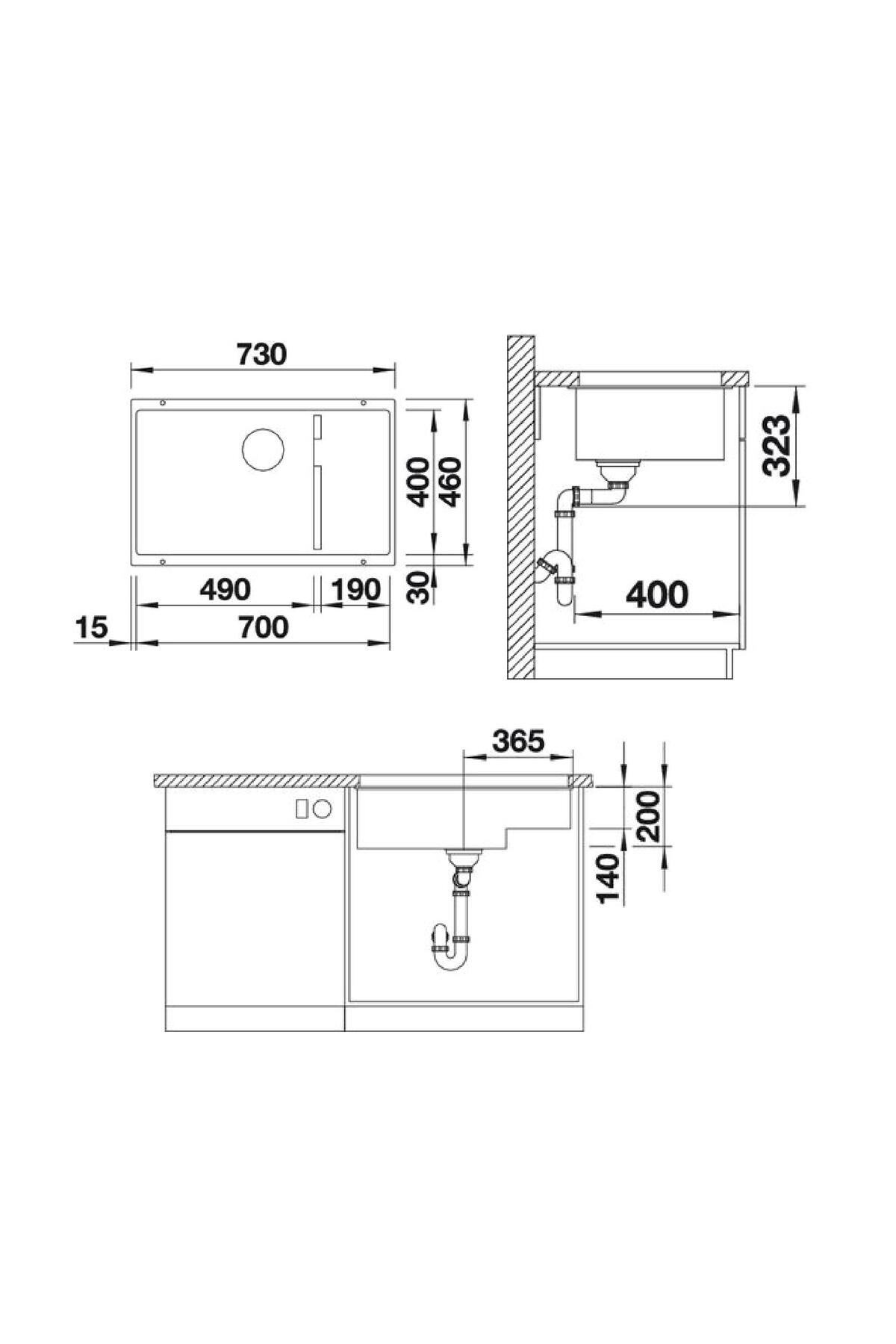Subline 700-U Level - Evye- Tezgah Altı - Kaya Gri - Granit Eviye