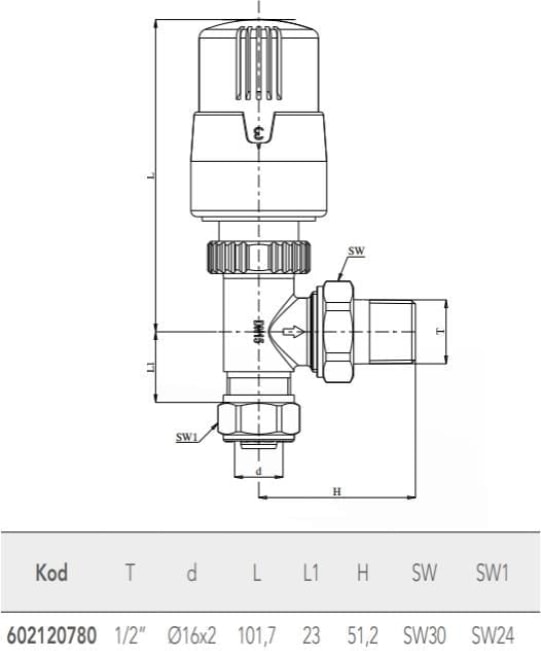Termostatik Radyatör Valfi Köşe Pex Trv4 602120780