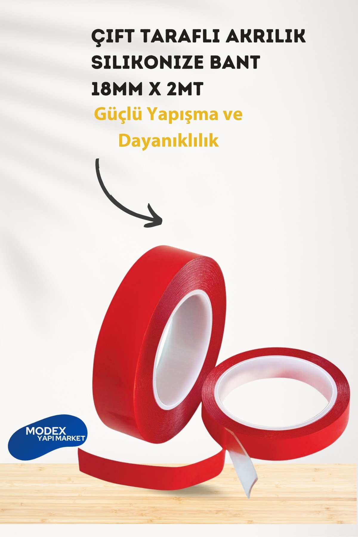2520 Çift Taraflı Bant Silikonize 18 Mm 2 Metre