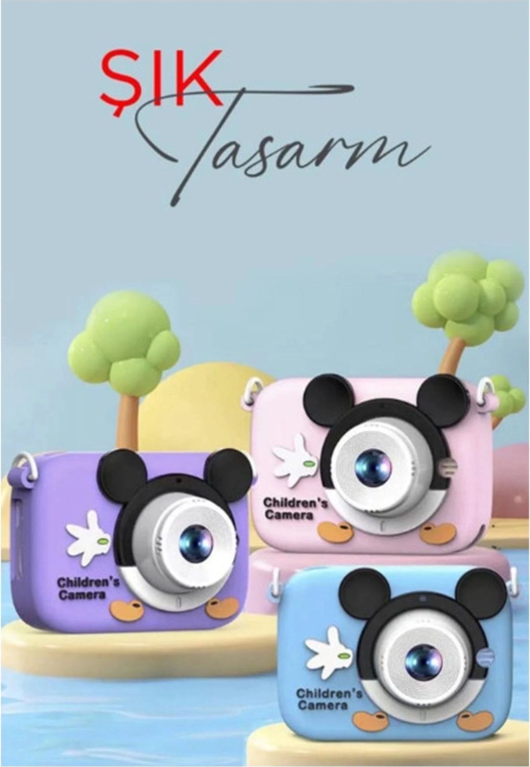 Buğz Mini 1080P Hd Çocuk Kamera Dijital Fotoğraf Makinesi 2.0 Inç Ekran 5 Adet Oyun Mor