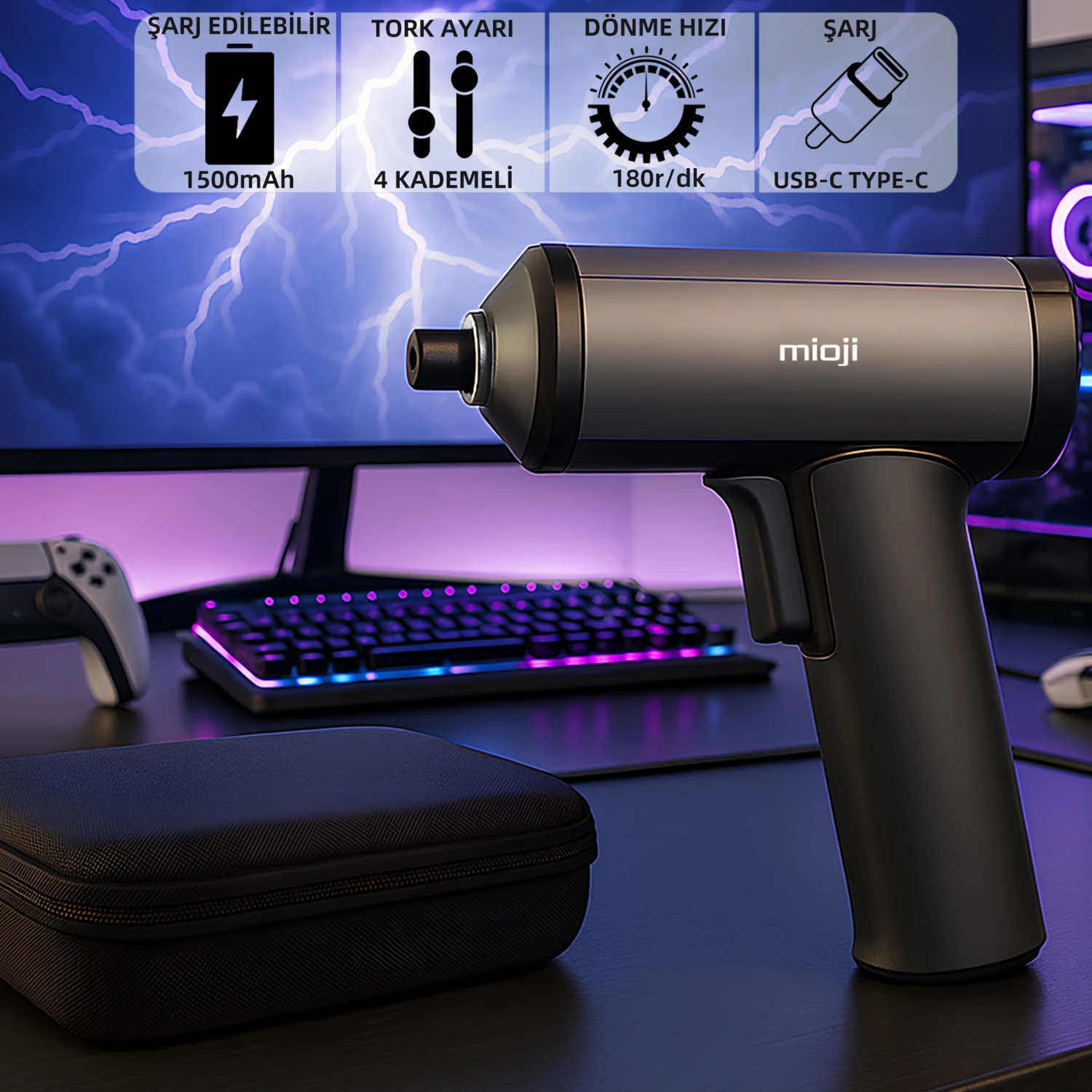 Mio CS16 12 Parça 1500mAh 18r/dk Şarjlı Vidalama Tornavida Seti