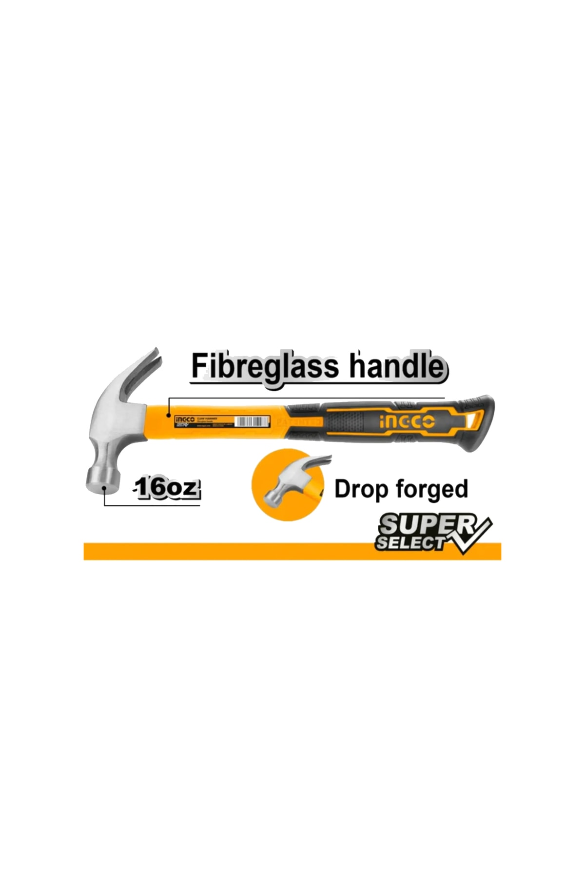 İNGCO HCHS8016 FİBERGLASS SAPLI ÇATAL ÇEKİÇ 450 GR