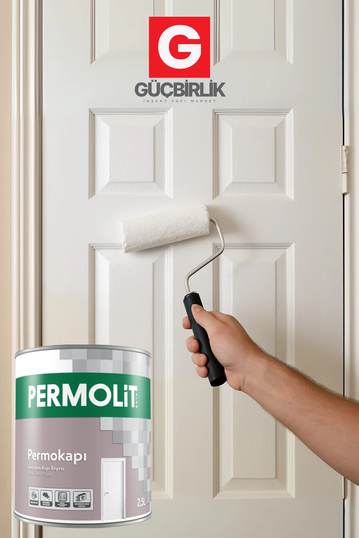 Permokapı Amerikan Panel Kapı Boyası Beyaz | 0,75L - 2,5L