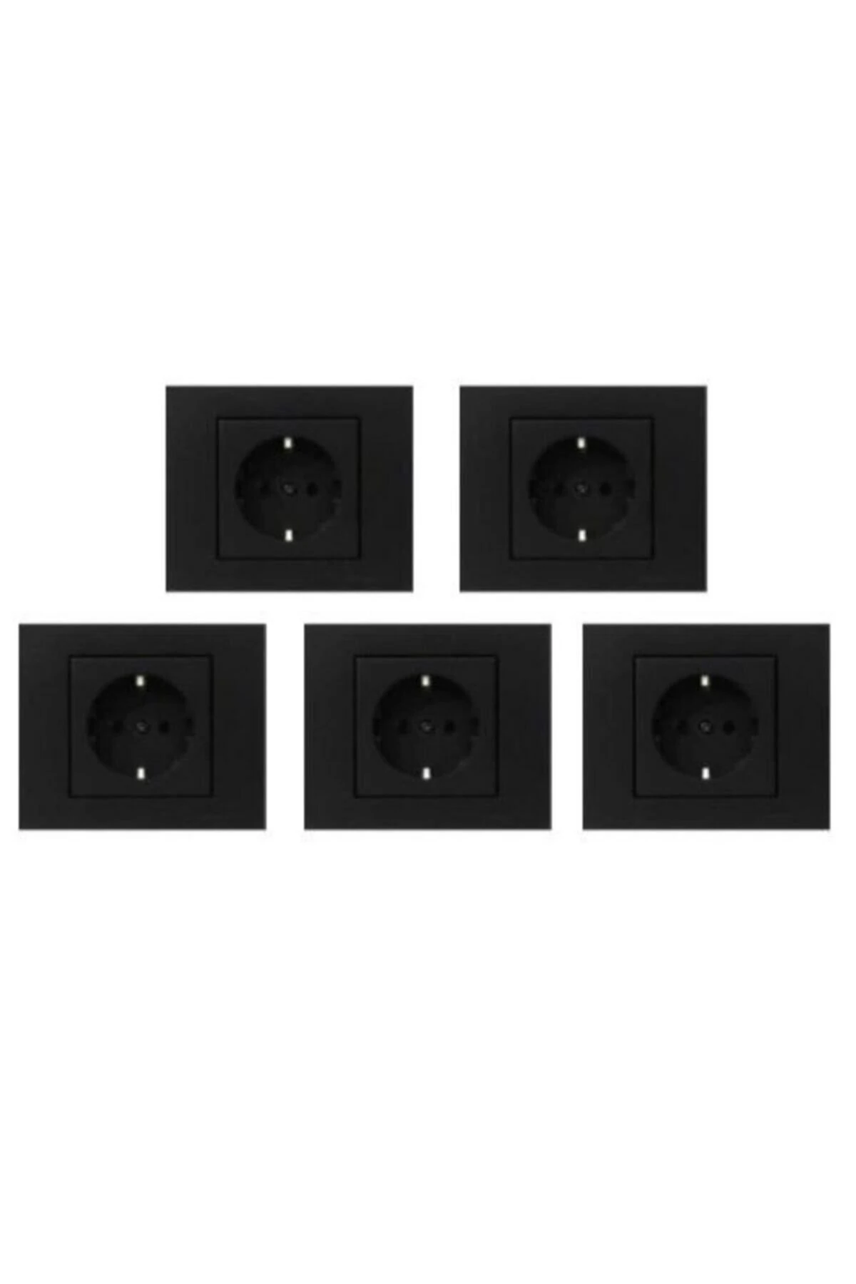 5 Adet Ovivo Grano Siyah Topraklı Priz 5'li Çerçeve Dahil