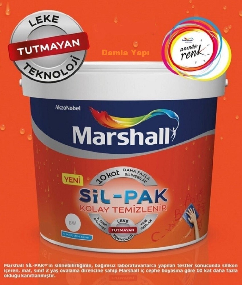 Sil-Pak Silikonlu Tam Silinebilir Iç Cephe Duvar Boyası 15 Lt Mermer Tozu