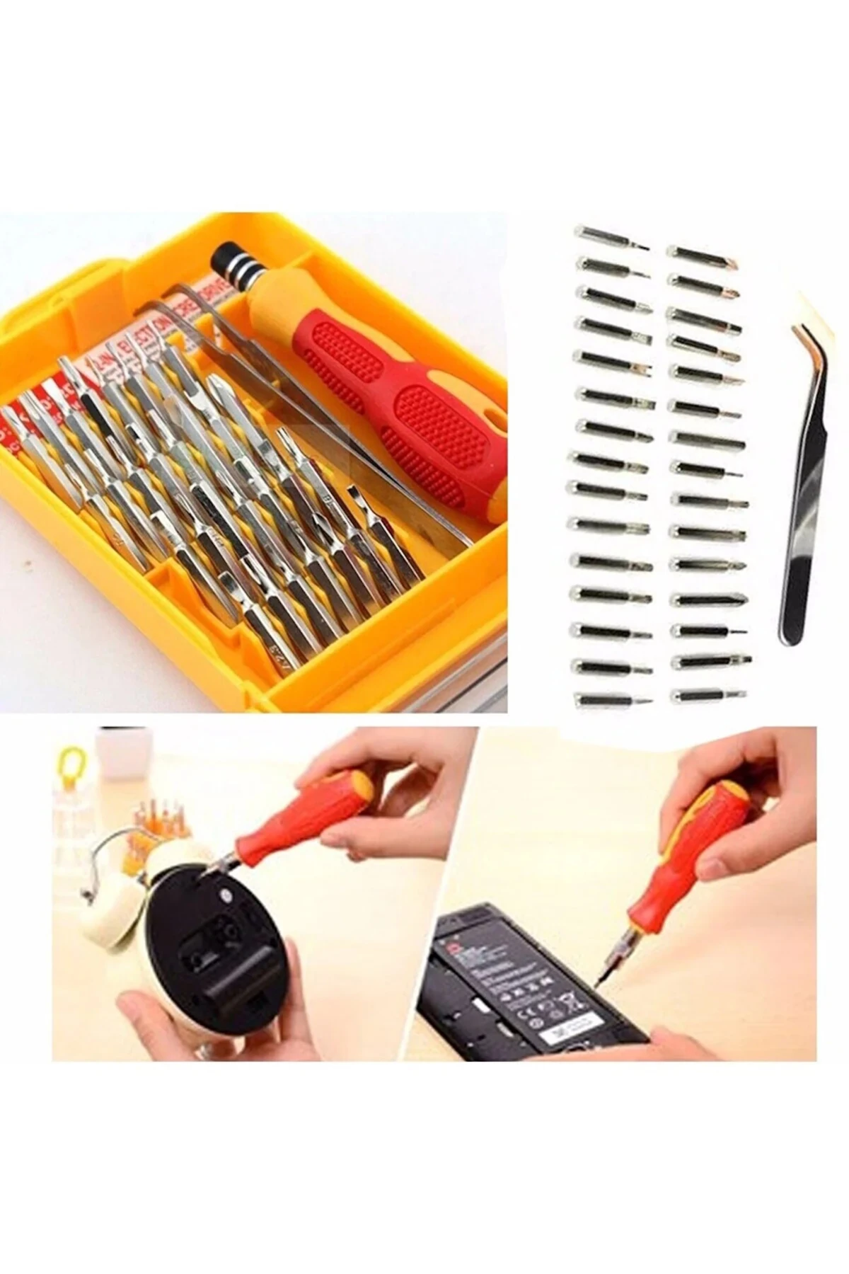 Tamirat Tadilat Ev Ofis 32 Parça Tornavida Seti 30 Adet Tornavida Başlığı Sap Cımbız