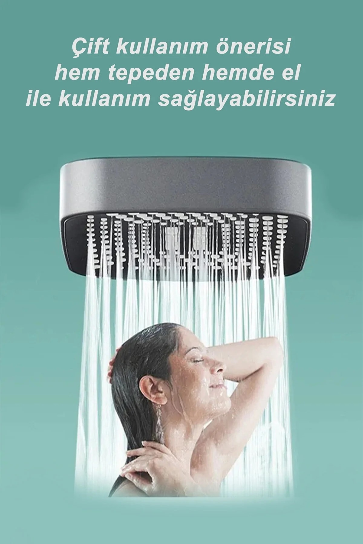 OecanWhisper Kaliteli Fonksiyonlu Banyo Duş Başlığı Seti 1,5 M. Örgülü Hortum ve Yapışkanlı Mafsal