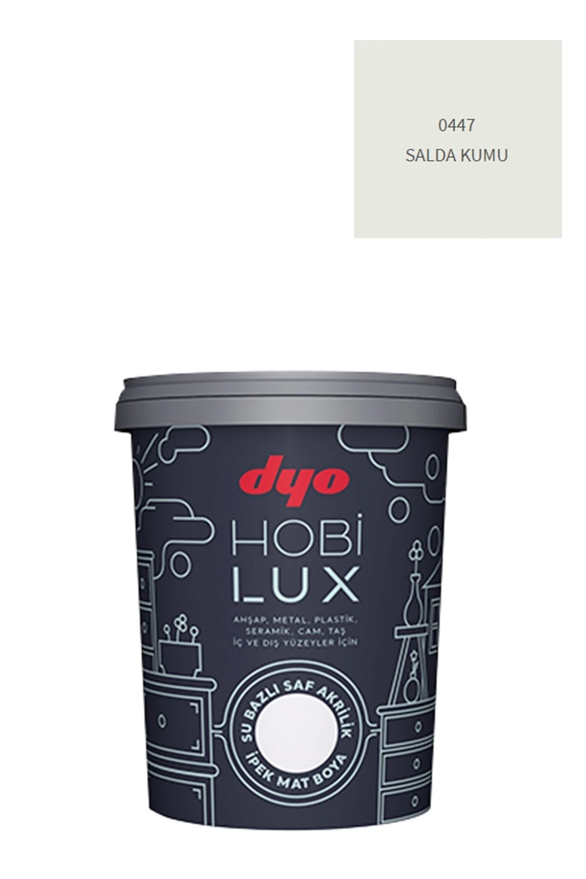 Dyo Hobilux Su Bazlı Saf Akrilik Ipek Mat Boya 0,9 Lt Hobi Boya 0447 Salda Kumu