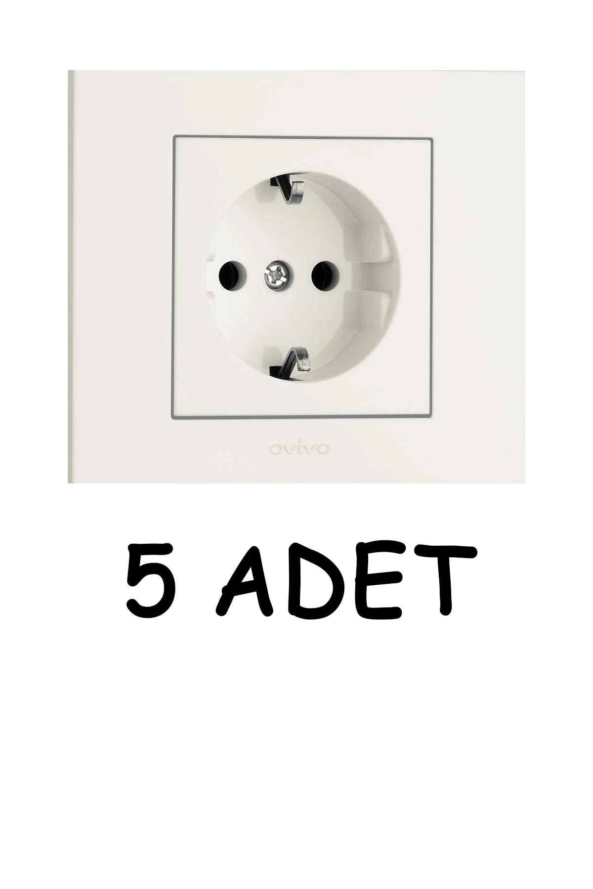 5 Adet Ovivo Grano Beyaz Topraklı Priz Çerçeve Dahildir