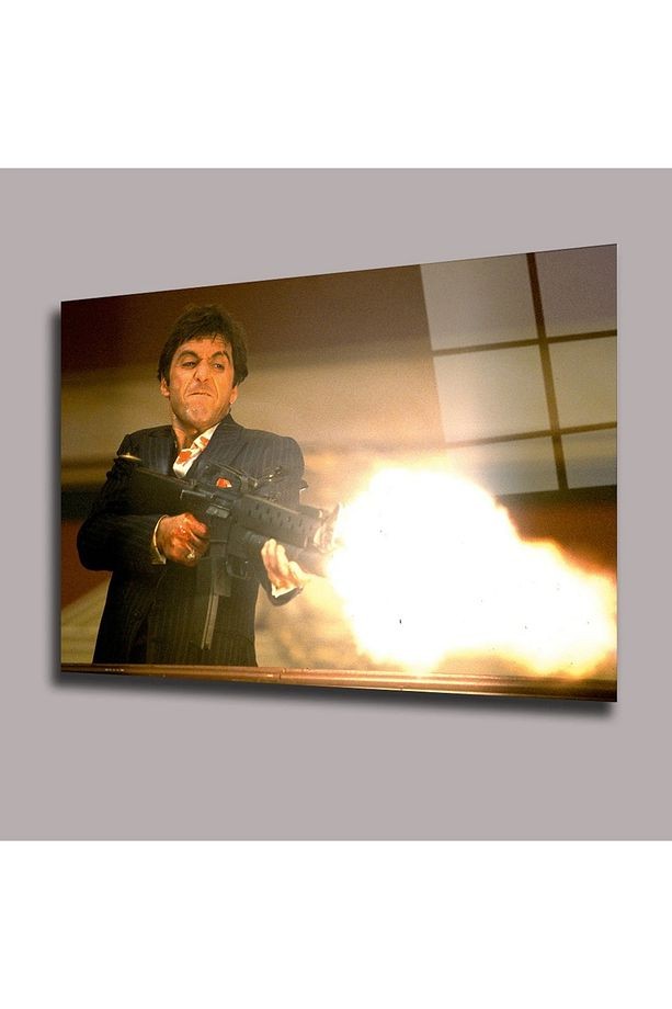 Tony Montana - Alpaçino Silah Sinema Ve Ünlüler Cam Tablo #PCT0941