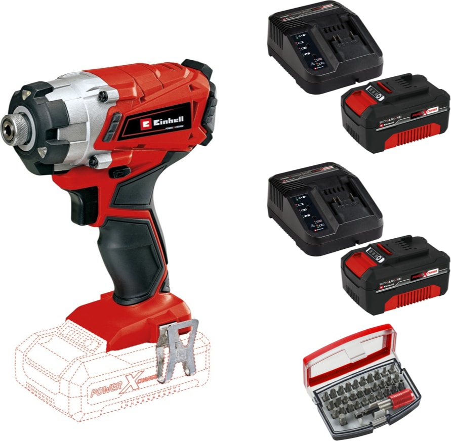 EİNHELL Te-Cı 18/1 Li - Solo Torklu Darbeli Matkap + 2 x 4 Ah Starter Kit Akü (Bits Uç Dahil)