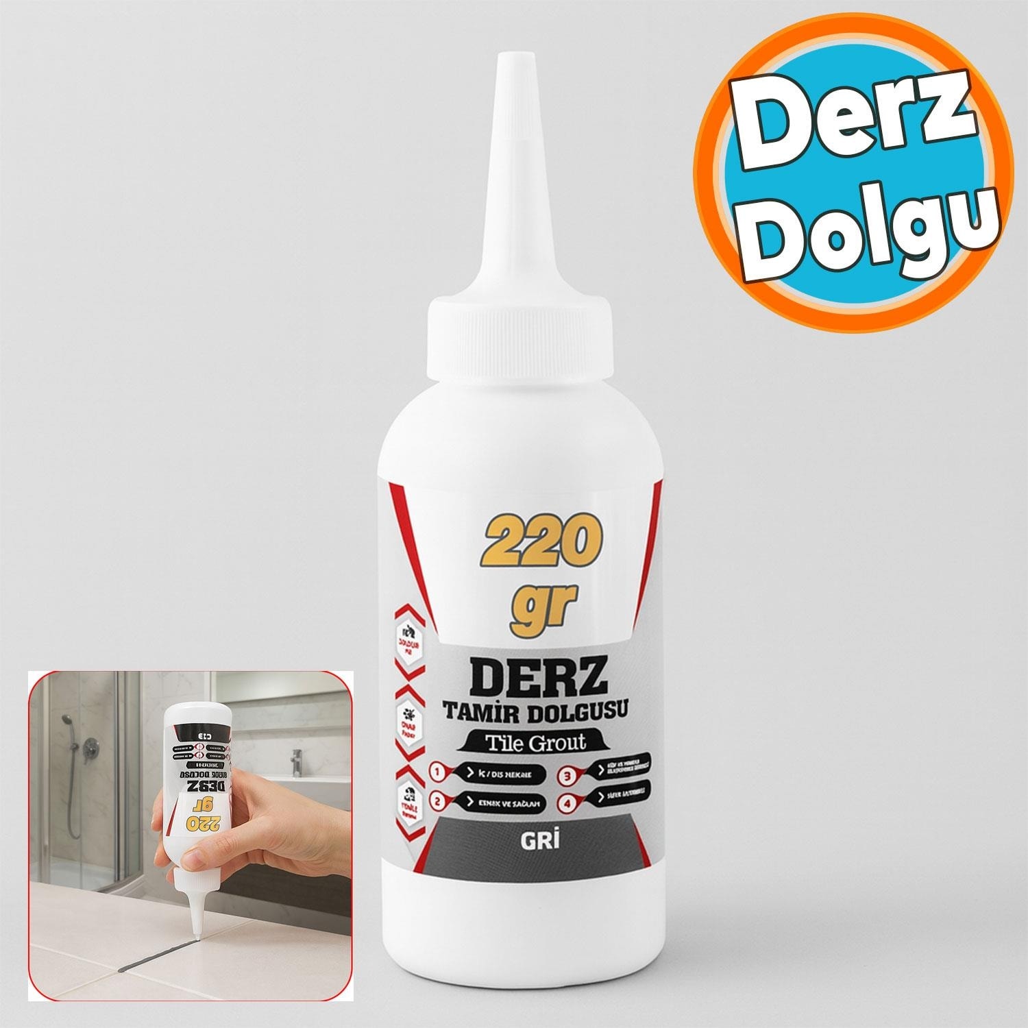 Hazır Derz Dolgu Fayans Seramik Mermer Yer Duvar Için Tamir Derz Yenileme Dolgusu Gri Renk (220 Gr)
