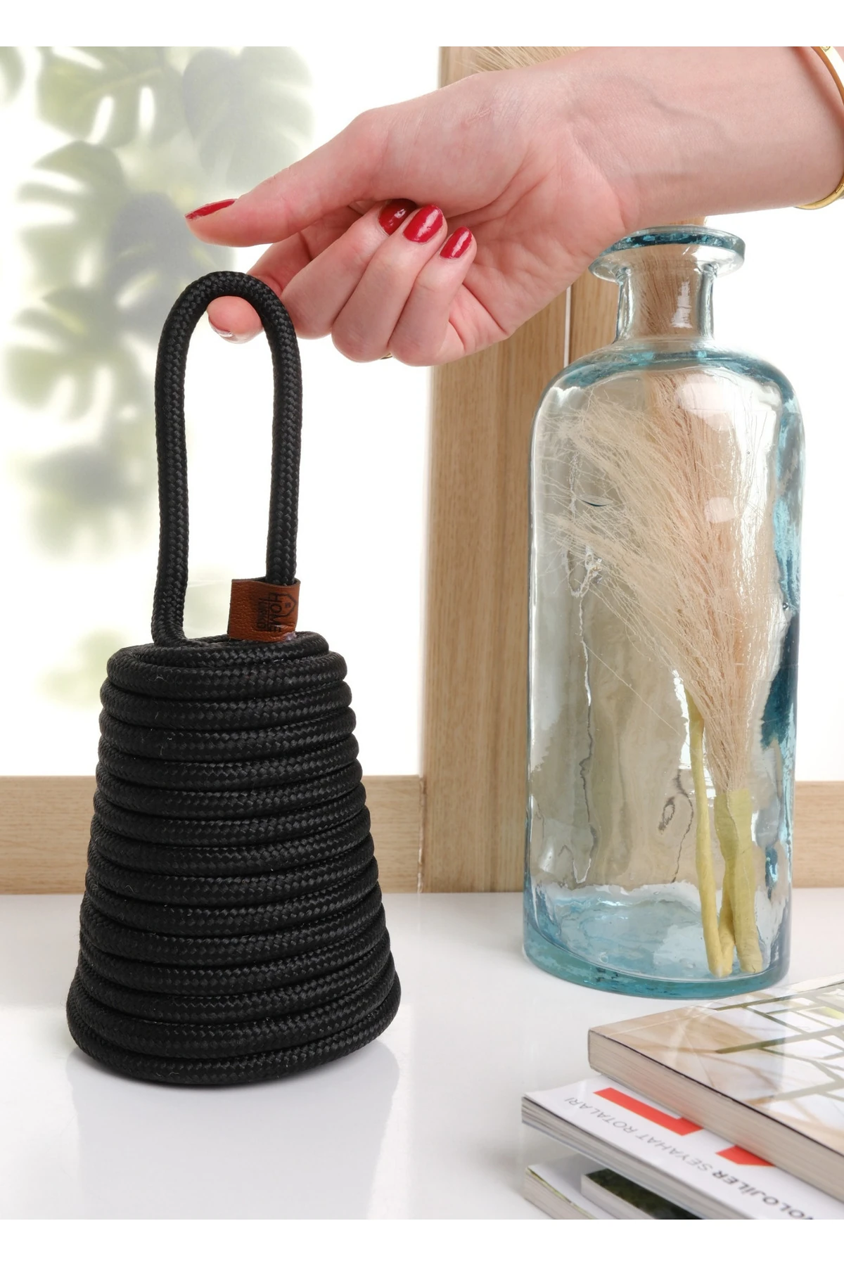 750 Gr VİNTAGE SİYAH DAYANIKLI DEKORATİF KAPI STOPERİ PENCERE DURDURUCU KİŞİYE ÖZEL EL İŞİ SÜS