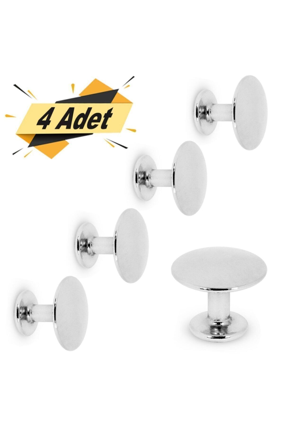 BADEM10 Düğme Dolap Dolabı Kapak Kulpu Kulpları Kulbu Krom Metal Daire Kulp (4 ADET) Mobilya Mutfak Çekmece