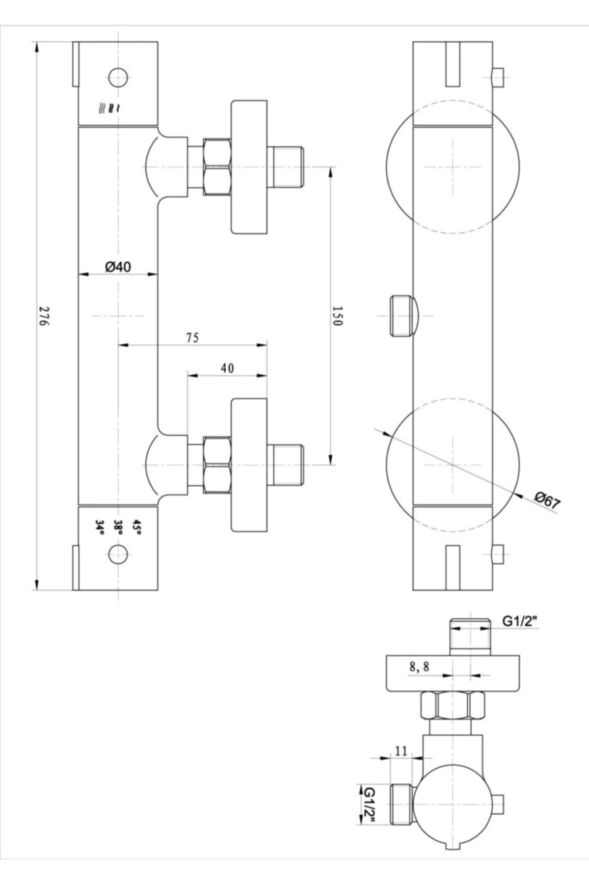Termostatik Banyo Duş Bataryası Ktb102