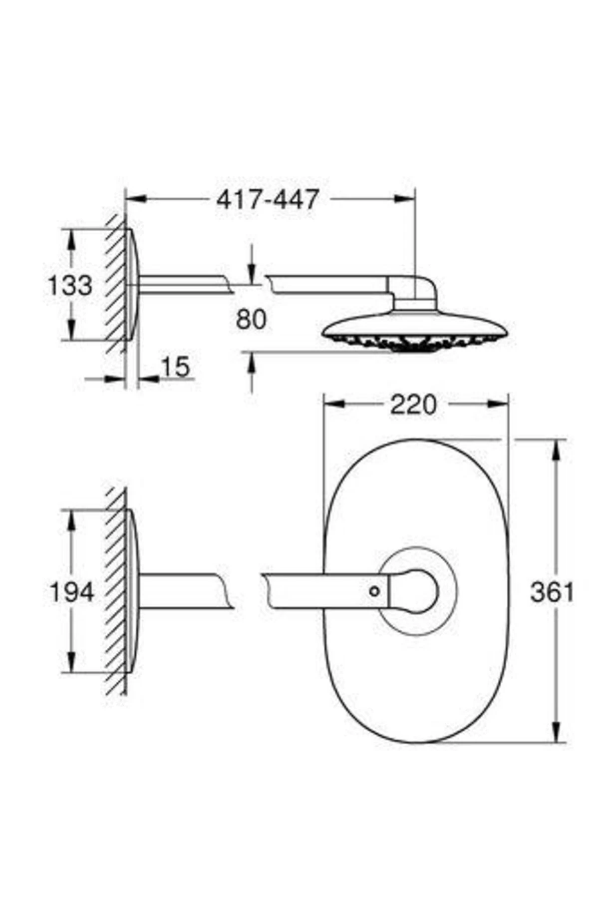 Rainshower Duo 360 Tepe Duşu seti, 2 Akışlı- 26254000
