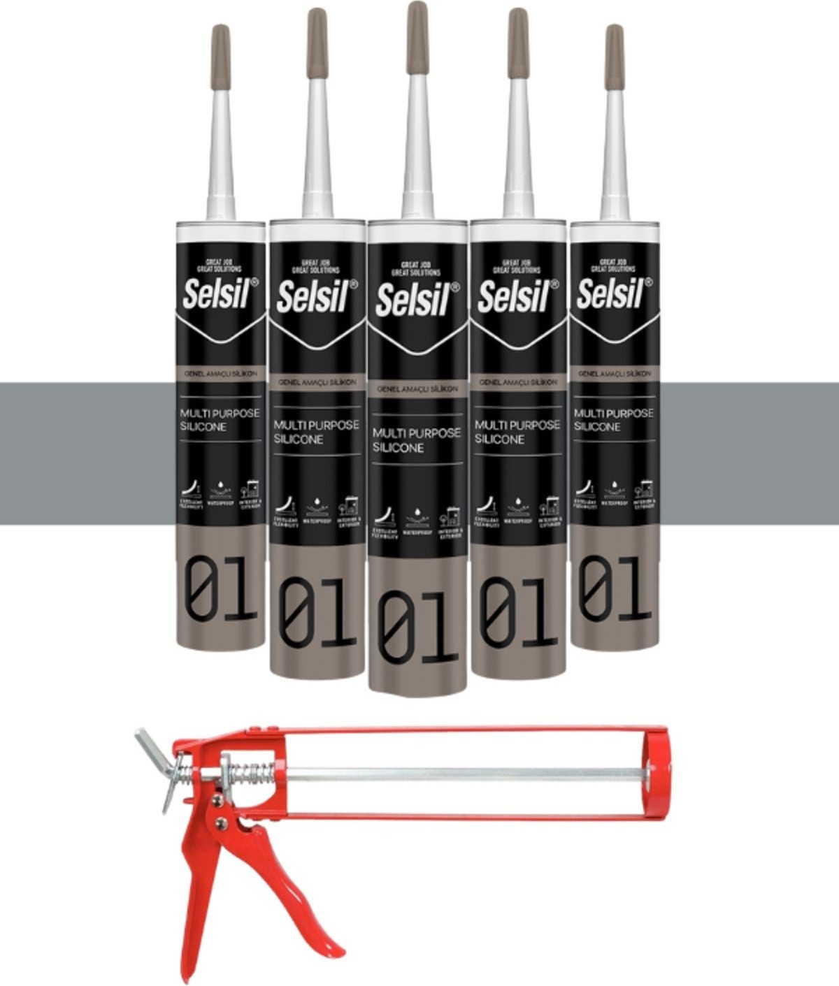 Ga Silikon 280 Gr. Gri (5 Adet),demir Tabanca