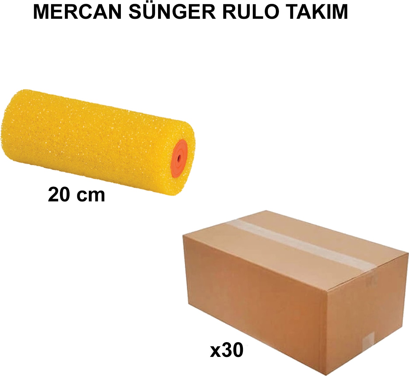 Izmir Fırça Arge Toptan Mercan Sünger Rulo Yedek 20 Cm-30 Adet 012950