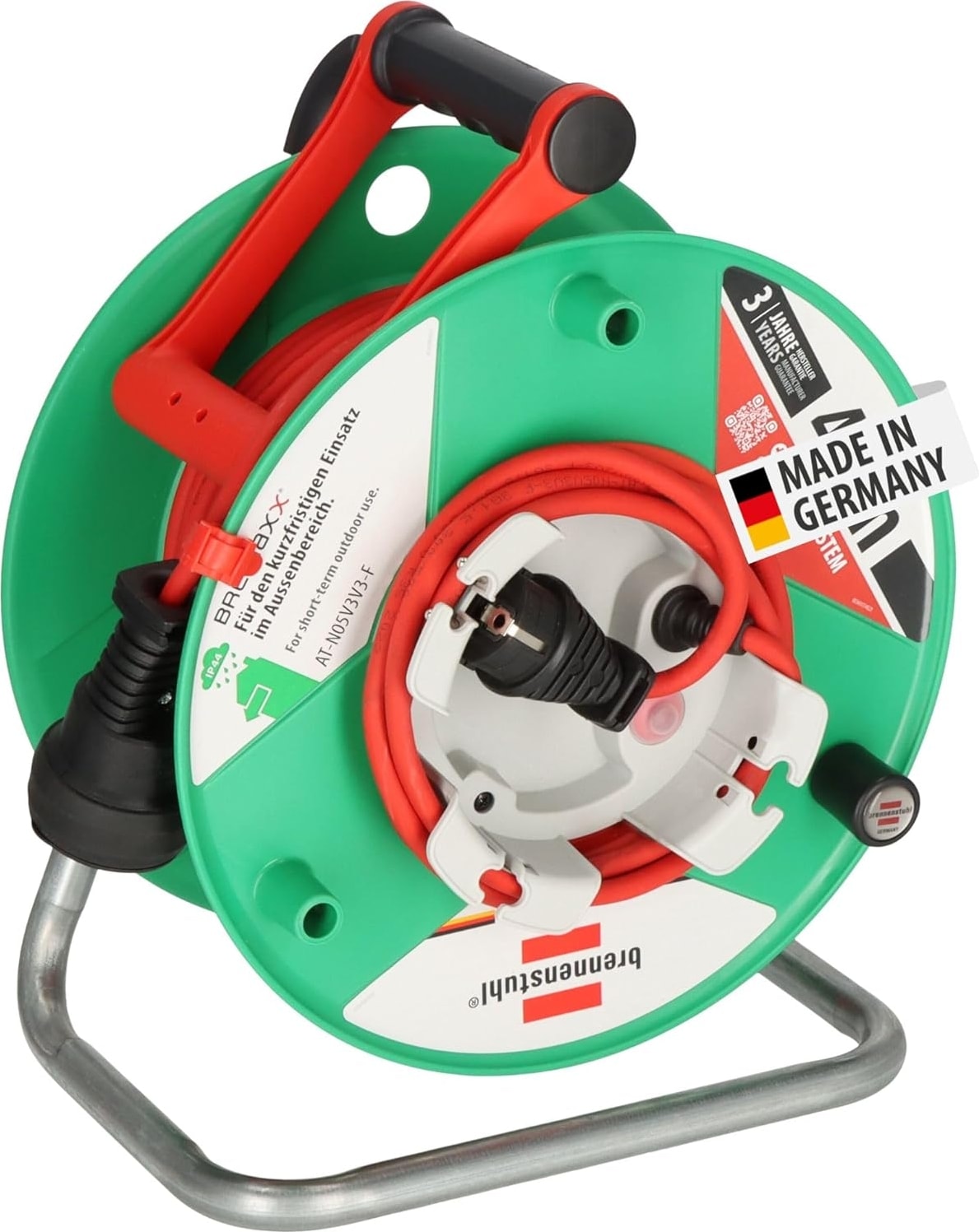 Menashop Metrashop Garant G Bretec IP44 Bahçe Kablo Makarası (Çim Biçme Makinesi Için Kablo Makarası, 38 + 2 M Kablo, Kırmızı, Özel Plastik, Dış Mekanda Kısa Süreli Kullanım, Almanya'da Üretilmiştir)