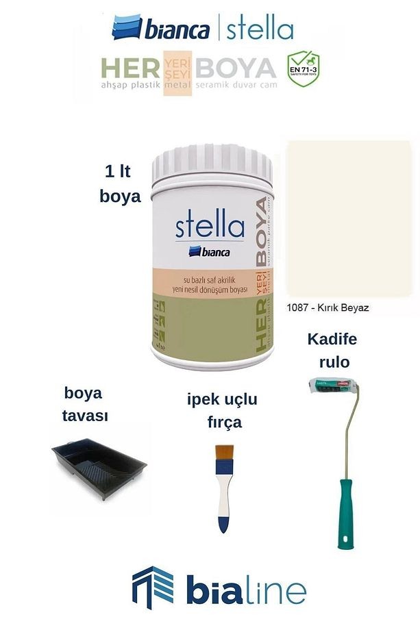 Stella Boya Seti (1 Lt Boya-Rulo-İpek Fırça-Boya Tavası)