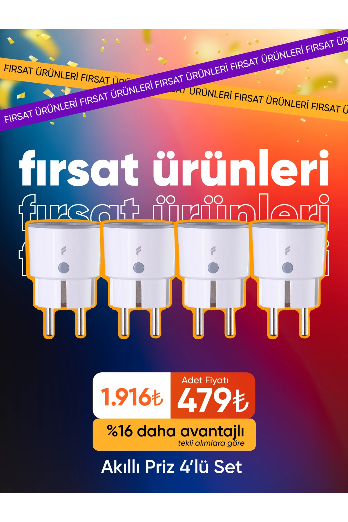 Wi-fi Akıllı Priz (16a) 4'lü Set
