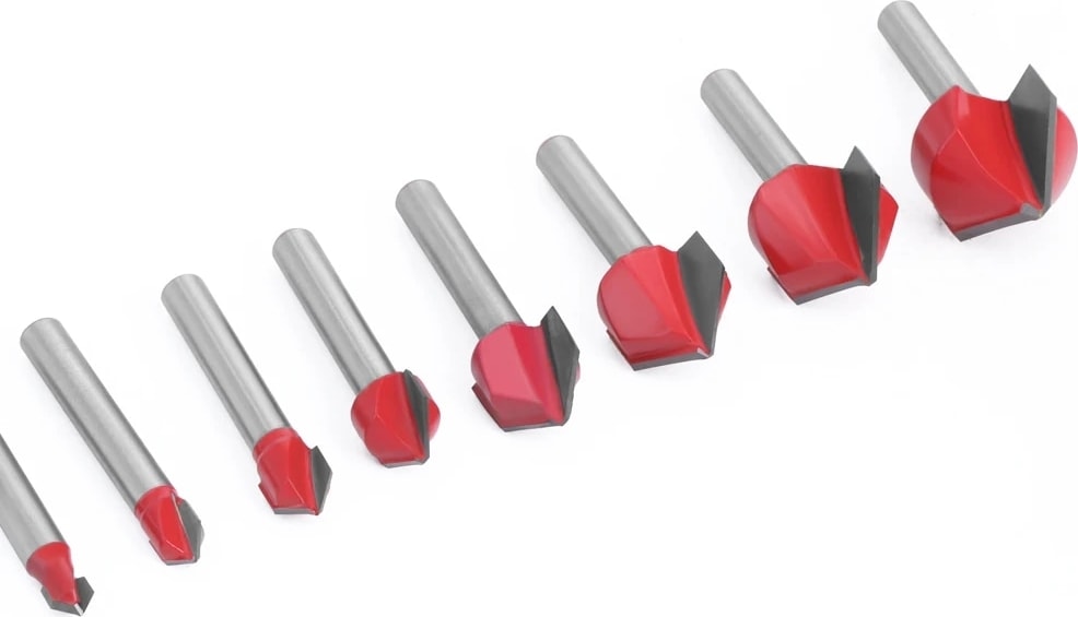 01 1 Adet 1/4 "6.35MM 6mm Shank Freze Kesicisi Ahşap Oyma 90 V Tipi Planya Kesici Oyma Kanal Açma Araçları Yönlendirici Bit Seti Güvenlik (Yurt Dışından)