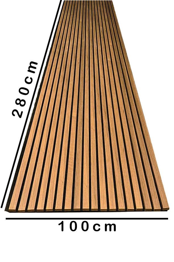 Mdf Ahşap Akustik Duvar Paneli 100x280 Cm ( Teak )