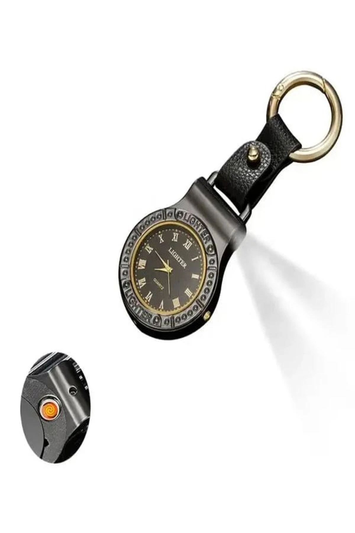 Akıllı saat çakmak yaratıcı anahtarlık kolye rüzgar geçirmez sessiz şarj çakmak aydınlatma lambası