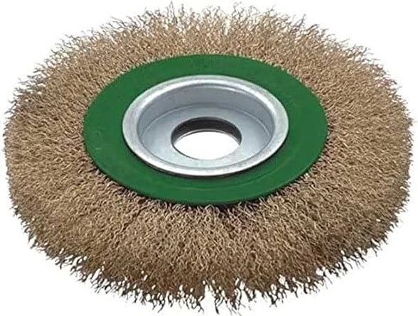 T 27704/125 Saçaklı Daire Fırça, Yeşil/gri/prinç, 125 mm
