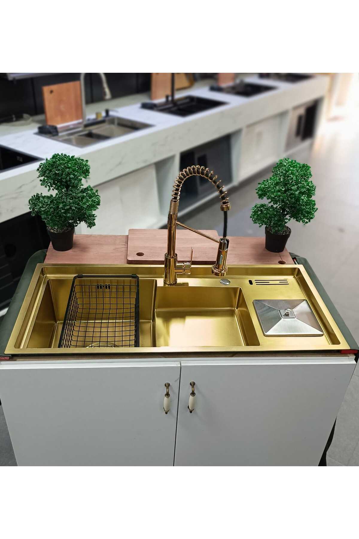 3 Bölmeli Bıçaklı Gold Eviye Almaya 95*46,5 Paslanmaz