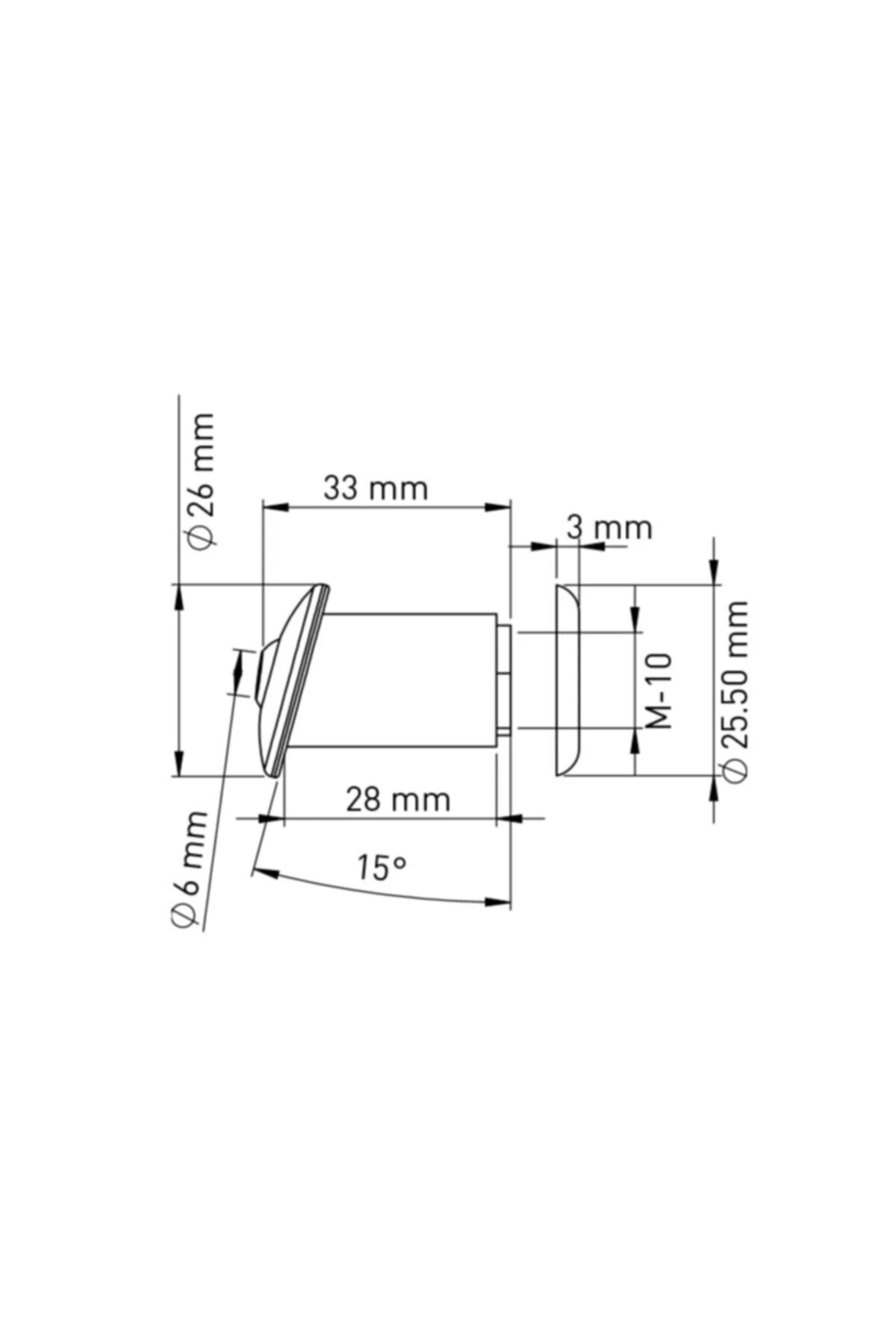 Yt33 Paslanmaz Küresel Uçlu Egimli Klozet Taharet Çubuğu Ucu Perletörü-15 Derece Egimli