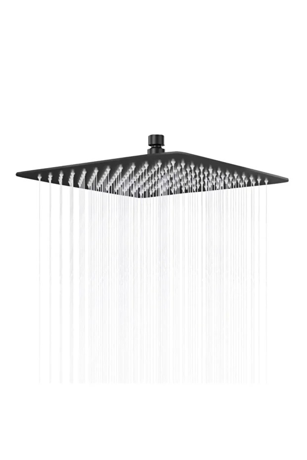 Tepe Duş Başlığı Kare Slim 304 Metal 30x30 Cm Siyah