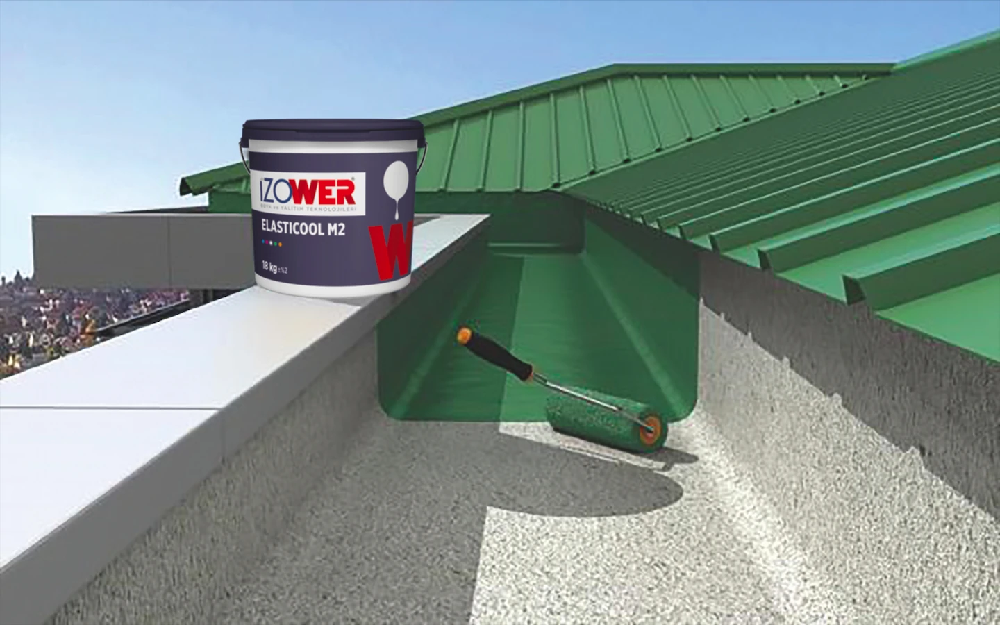 Izower M2 Güçlü Elastomerik Su Yalıtım Malzemesi - Beyaz (18 Kg)