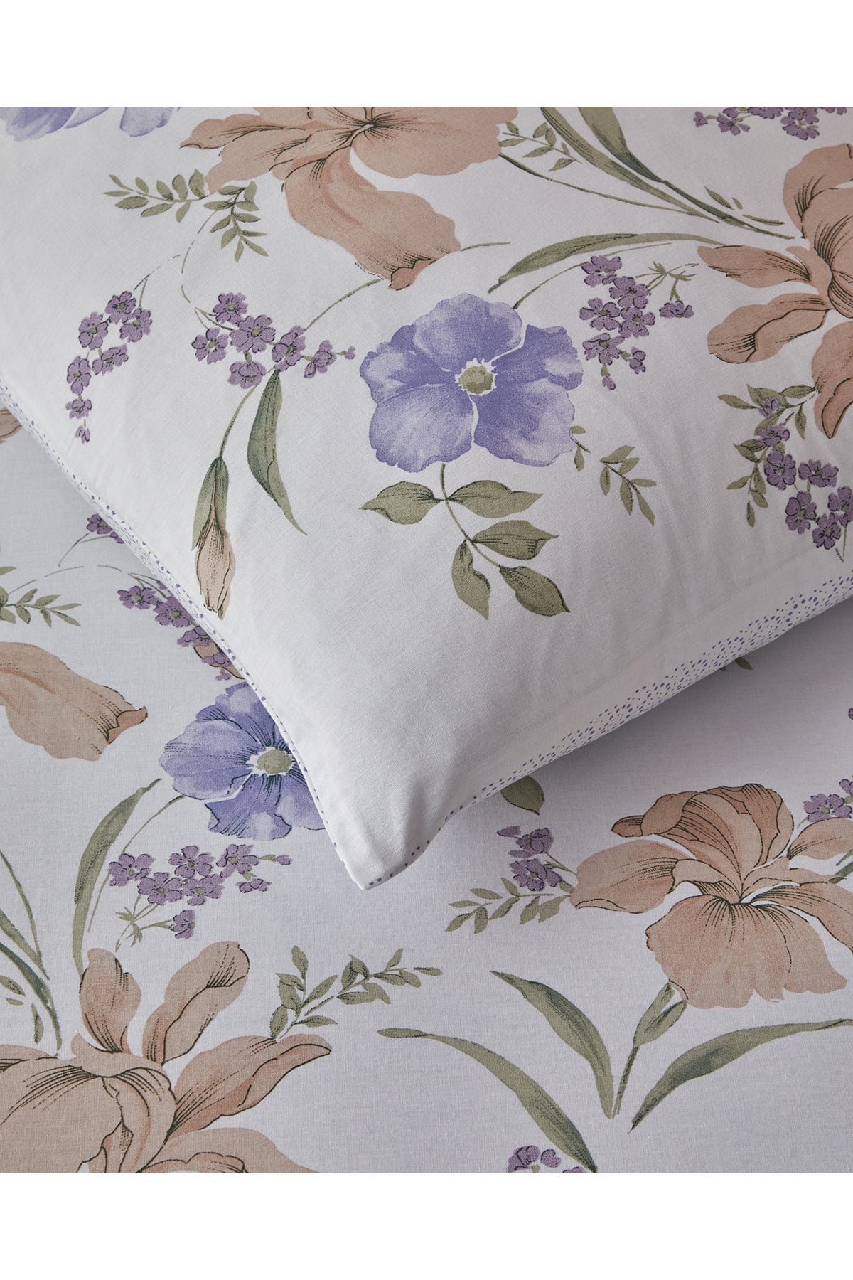 Rustic Blossom Pamuk Tek Kişilik Nevresim Takımı 160x220 cm Lila - Bej