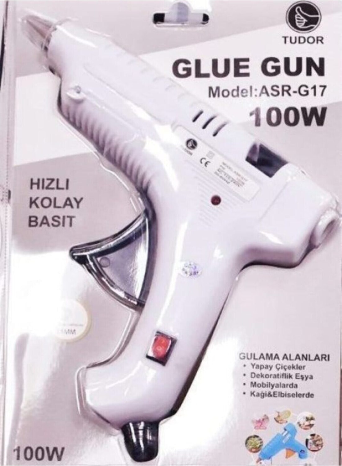 Sıcak Kalın Mum Silikon Tabancası 100 Watt Anahtarlı Beyaz 10 Mum ve Uç