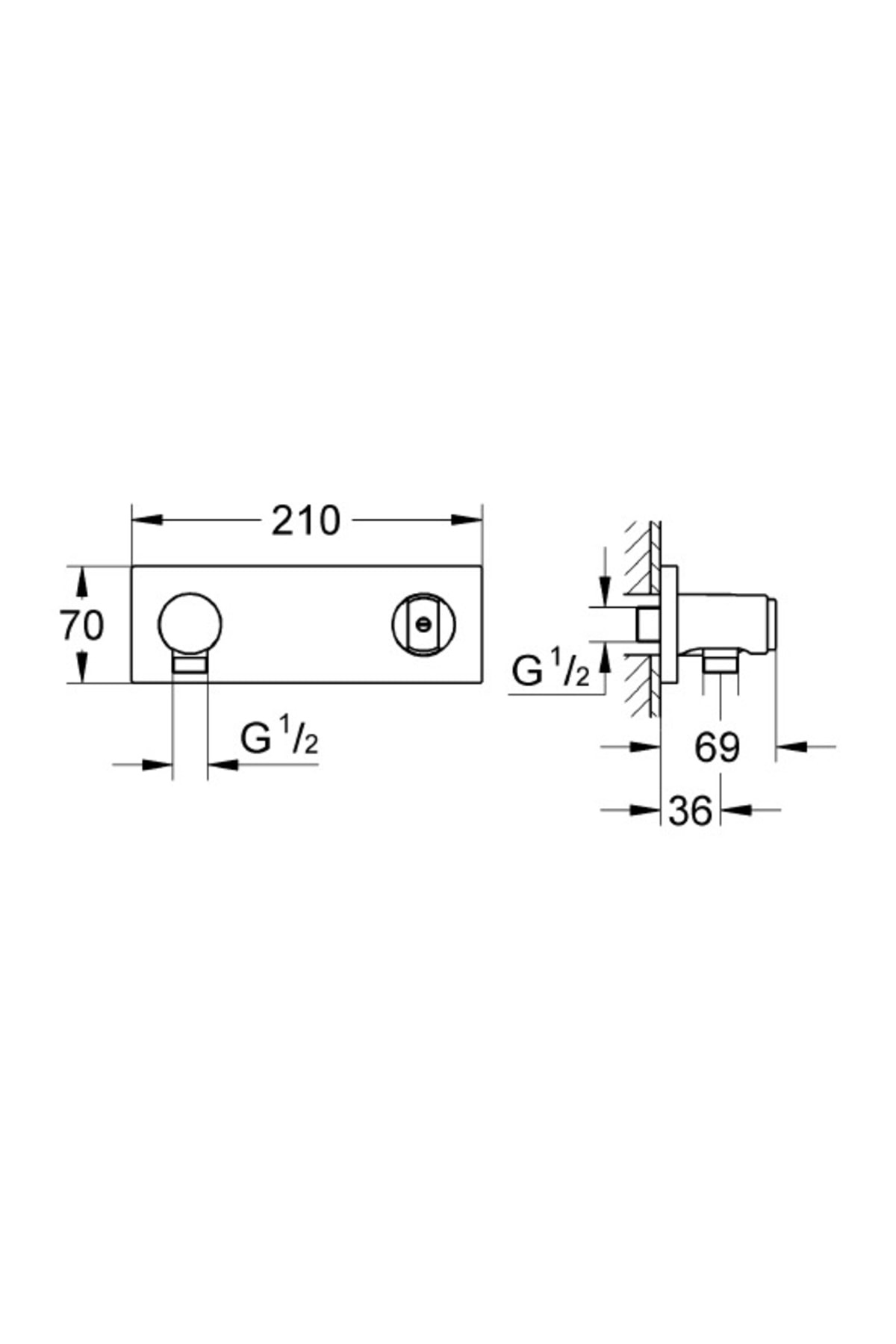 Grohtherm F Duvar Üstü Duş Askısı Ve Duş Çıkış Dirseği Seti Krom - 27621000