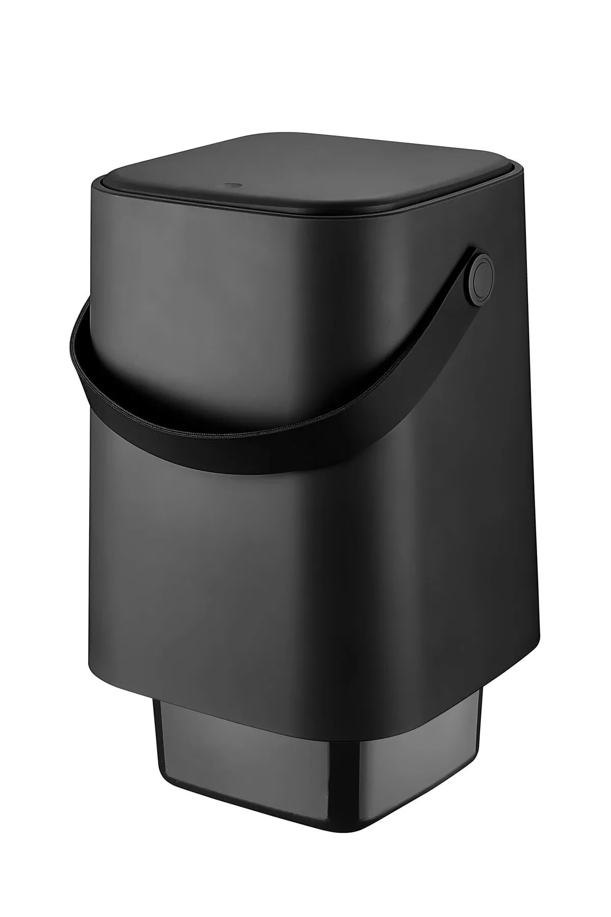 Yeni Nesil Akıllı Kapak Deri Kulplu Tezgah Üstü Mutfak Çöp Kovası 8 Litre Siyah