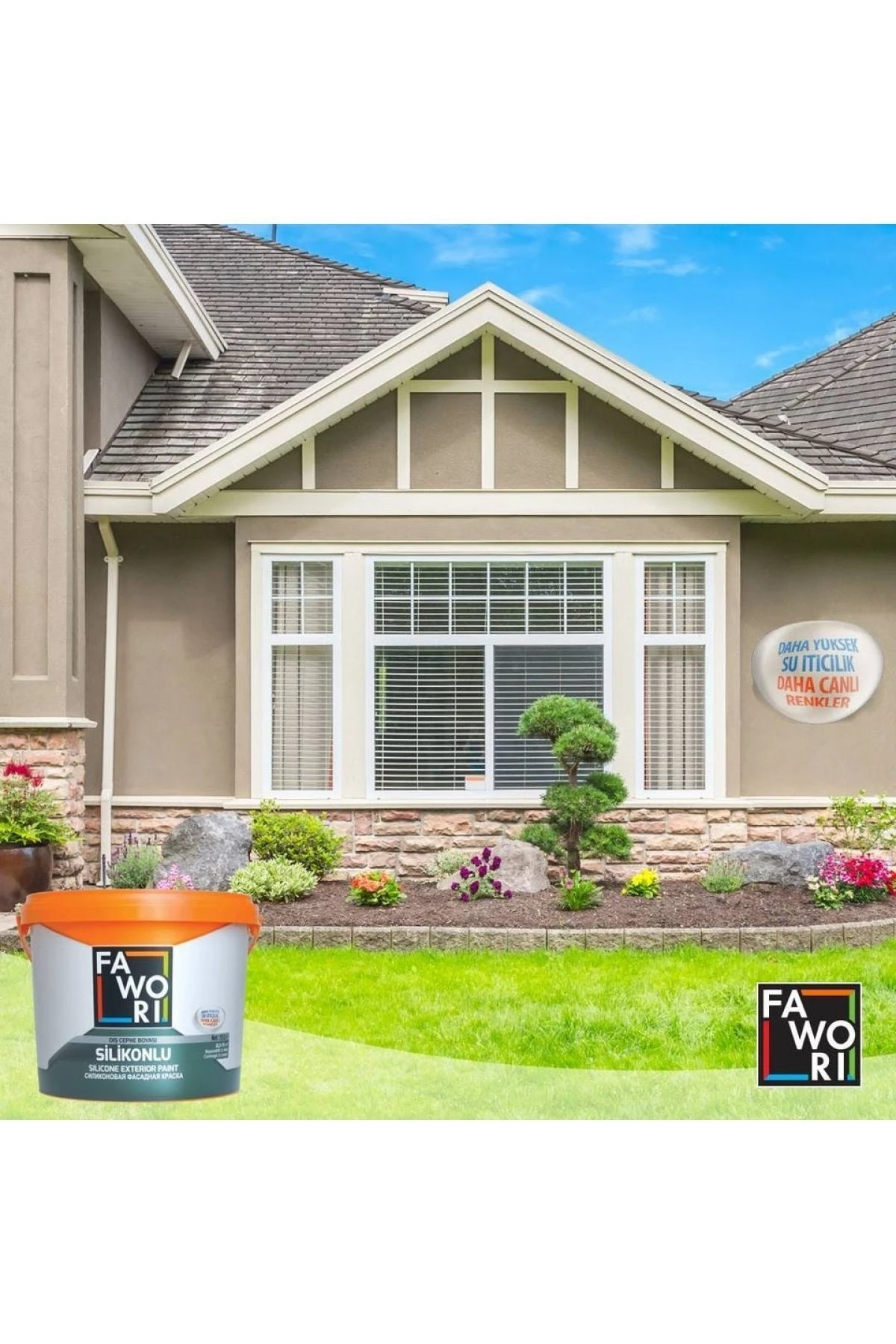 Güçlü Silikonlu Dış Cephe Boyası Yüksek Su Itici & Güneş Işınlarına Karşı Koruma