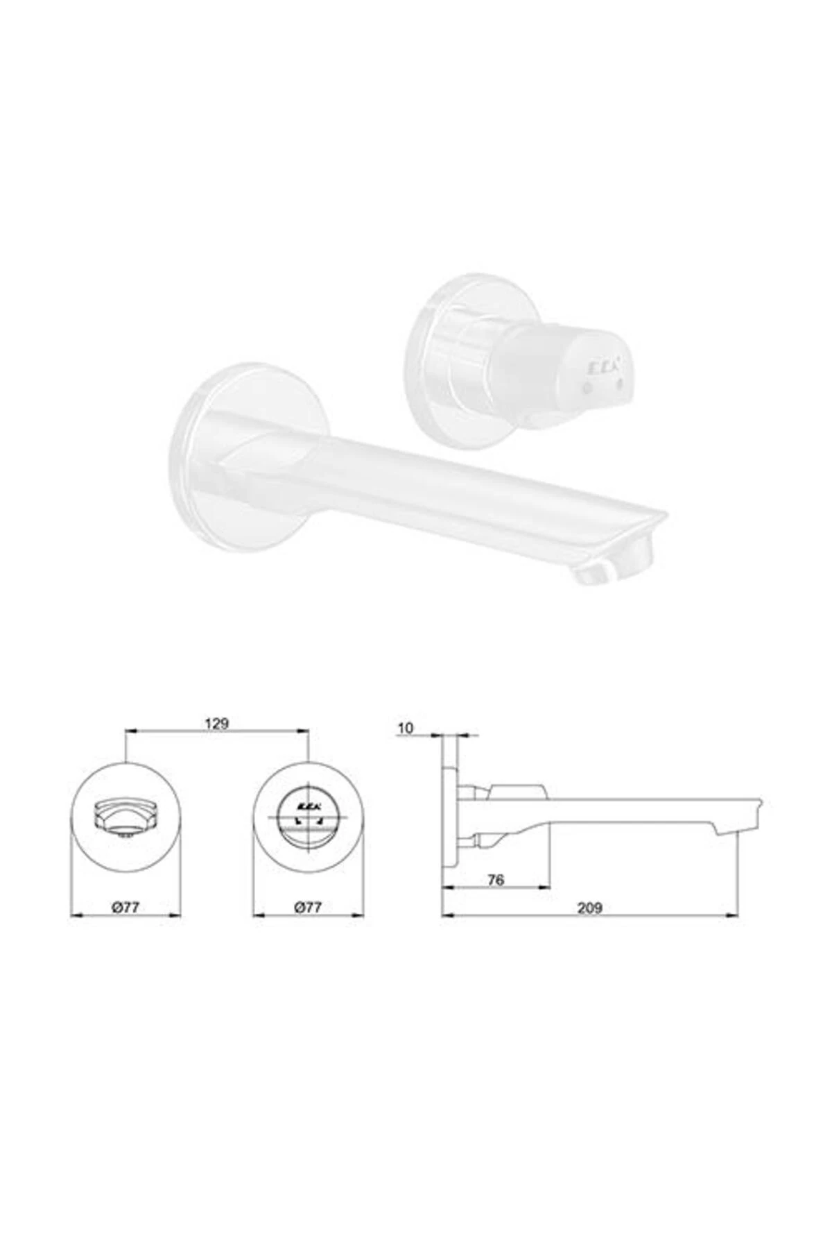 Myra Ankastre Gömme Lavabo Bataryası Set Mat Beyaz 102167603C4-YY+102166601C4