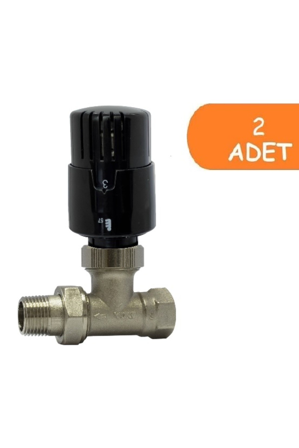 2 Adet ECA TRV4 Termostatik Düz Radyatör Valfi Petek Vanası Siyah 802120117