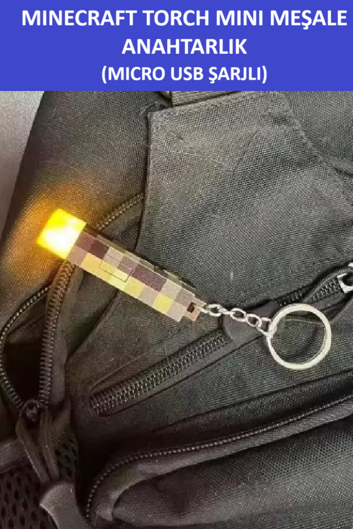 Minecraft Torch Anahtarlık - Meşale (Şarjlı) - Muhteşem Bir Hediye