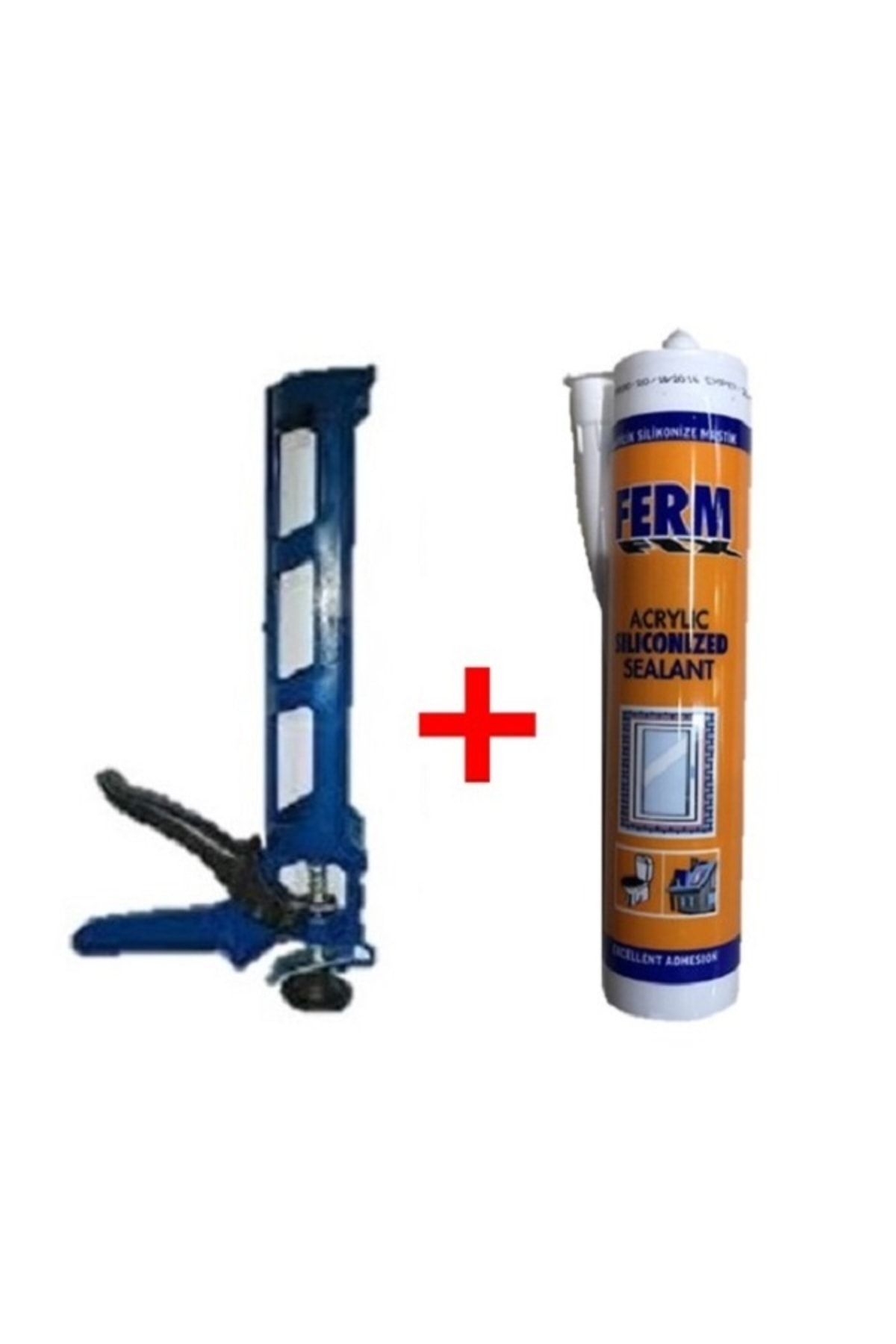 500 gr Beyaz Fermfix Silikonize Mastik Ve Silikon Tabancası Seti
