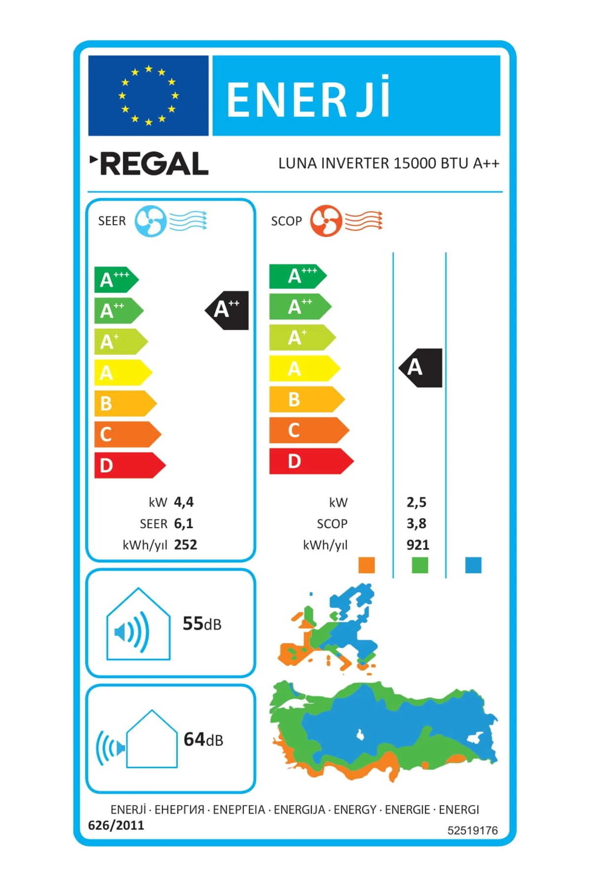 A Inverter Label Regal LUNA INVERTER 15000 BTU A++ Klima