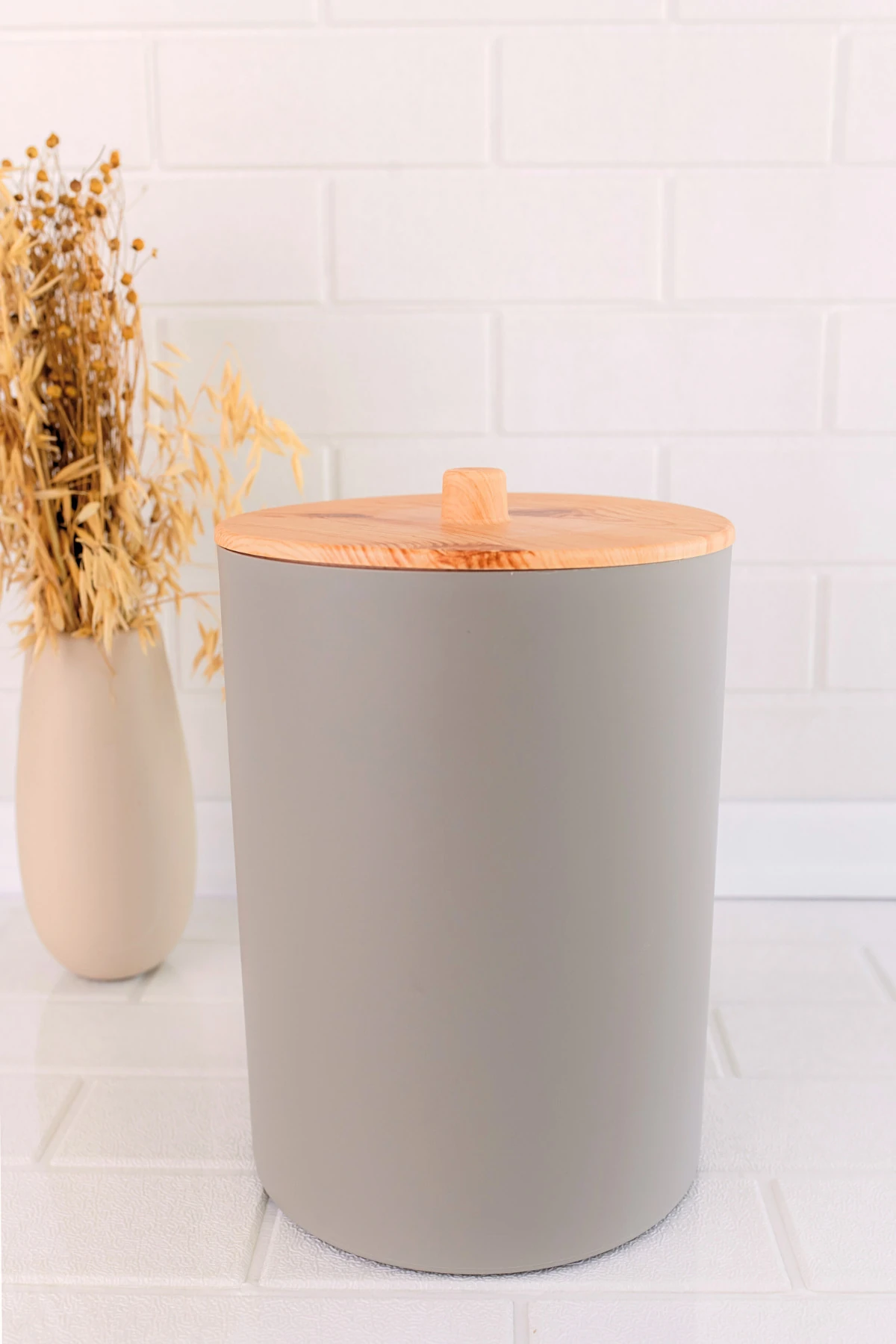 Bambu Desenli Mutfak Banyo Çöp Kovası, Kahverengi