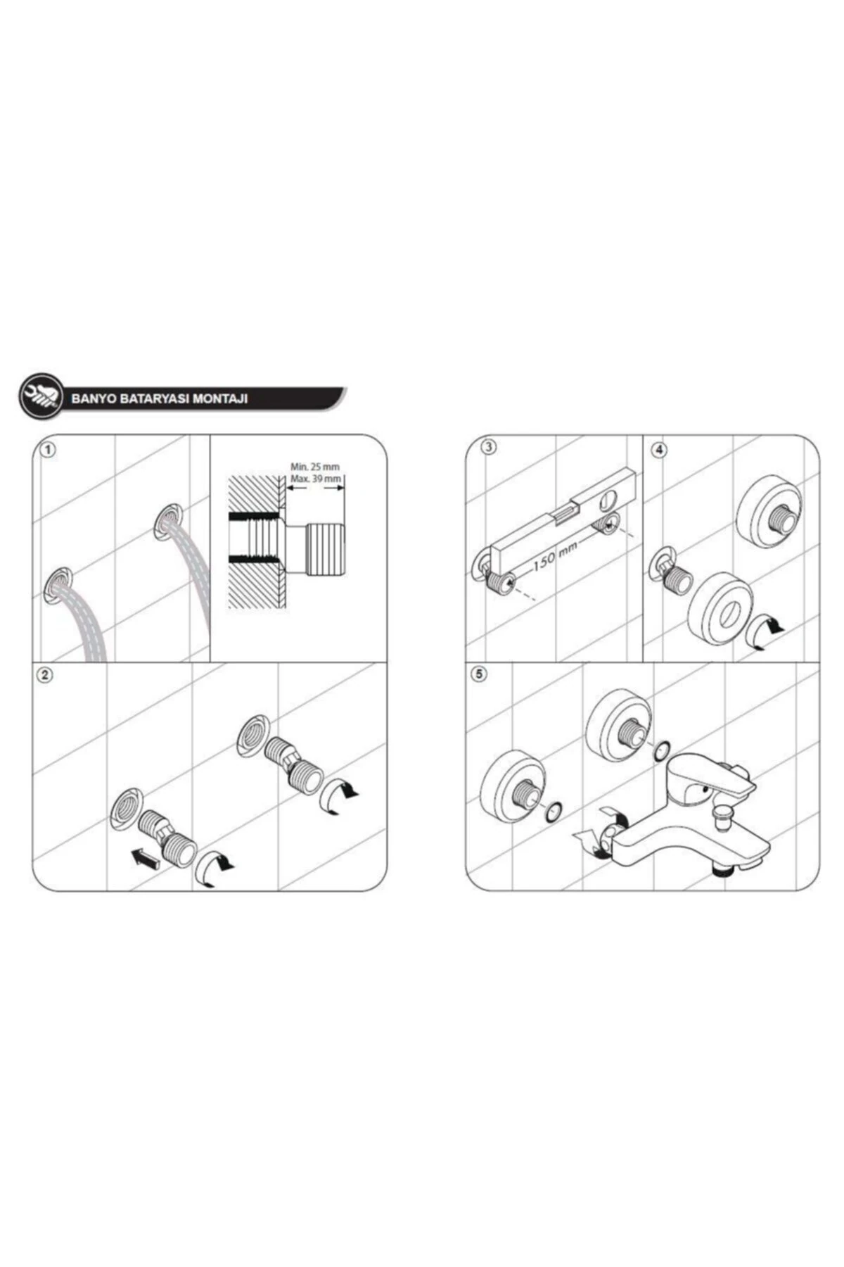 Niobe Banyo Bataryası 482+tema Quadro Tepe Duş Takım 2'li Set