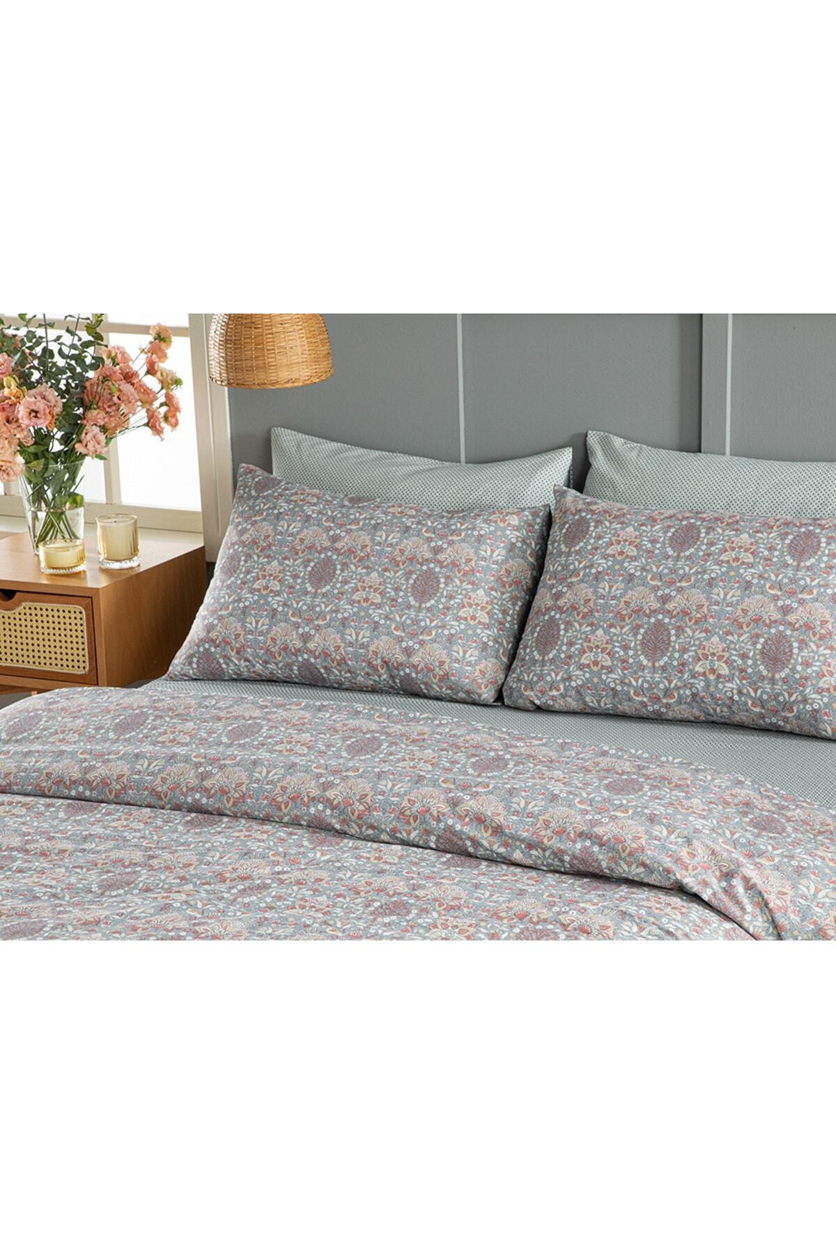Honeysuckle Kolay Ütülenir Çift Kişilik Nevresım Setı 200x220 Cm Mavi