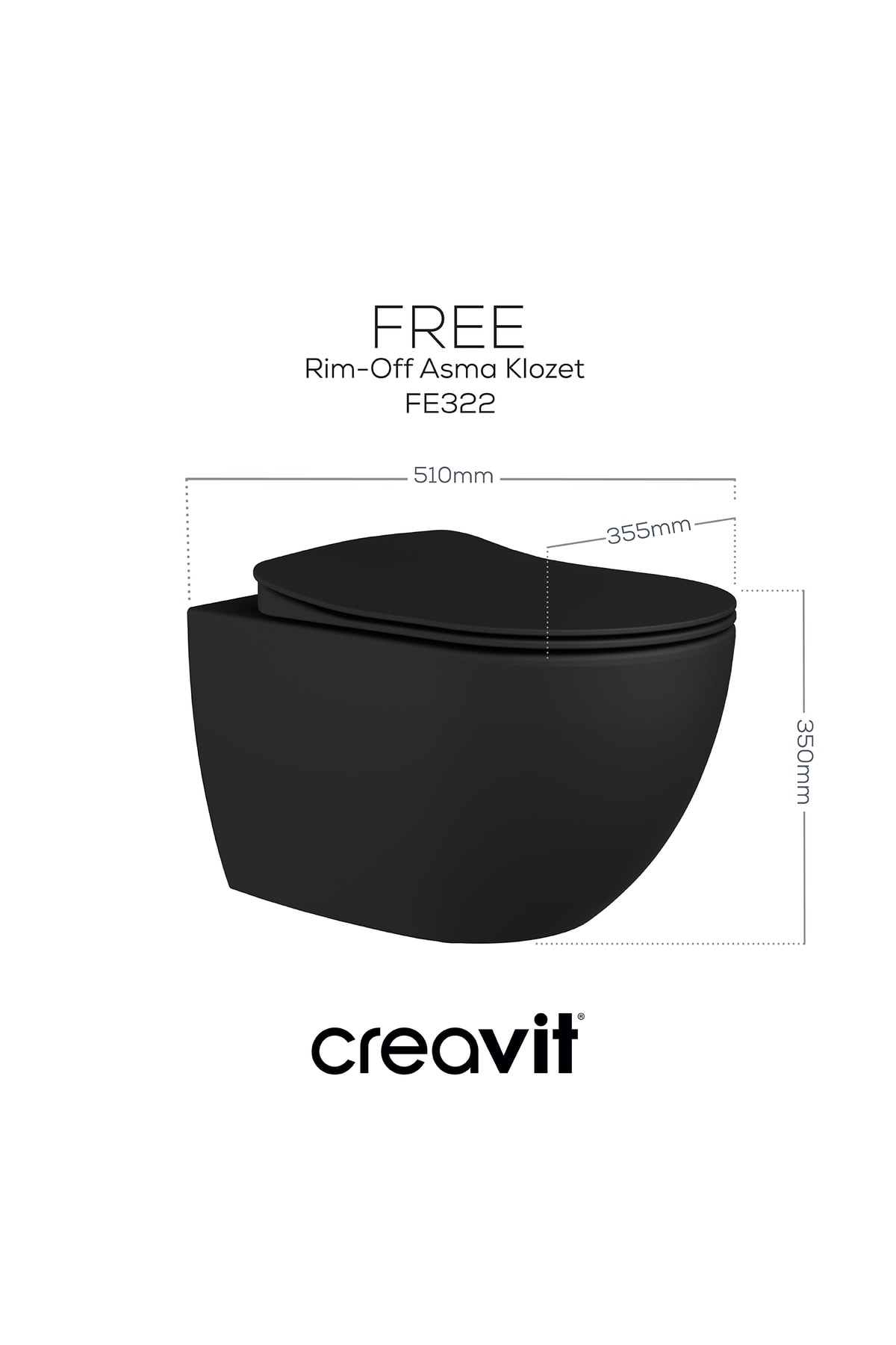 Free Rim-Off Mat Antrasit Renkli Gömme Rezervuar Takım Set