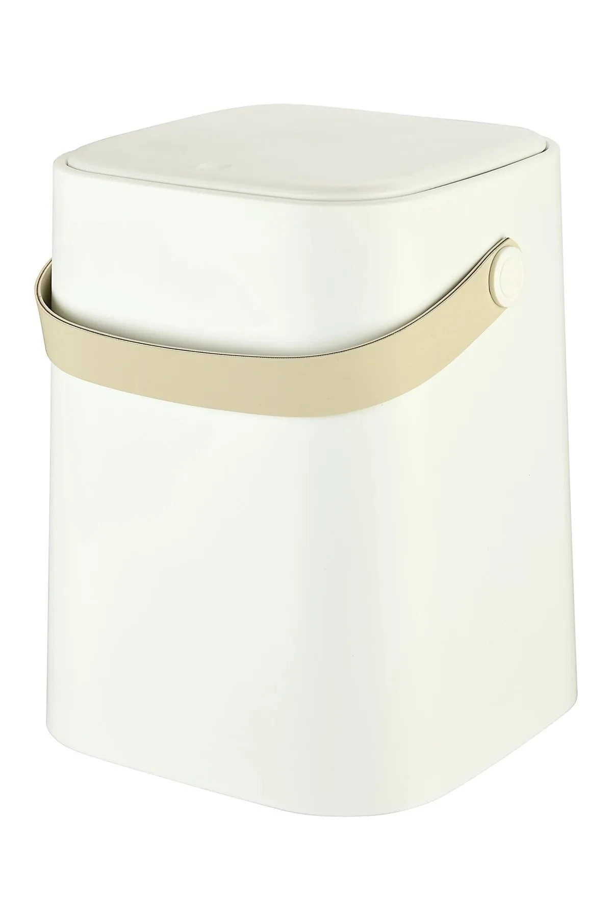 8 Lt Click Kapaklı Tutma Saplı Iç Kovalı Tezgah Üst Mutfak Çöp Kovası - Beyaz (büyük Boy)